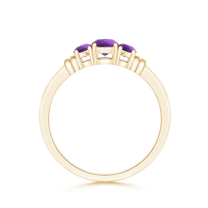 4mm AAA Vintage Style Three Stone Amethyst Wedding Band in Yellow Gold side-1