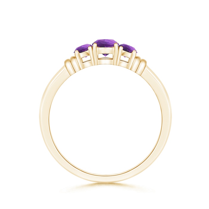 4mm AAA Vintage Style Three Stone Amethyst Wedding Band in Yellow Gold Side-1