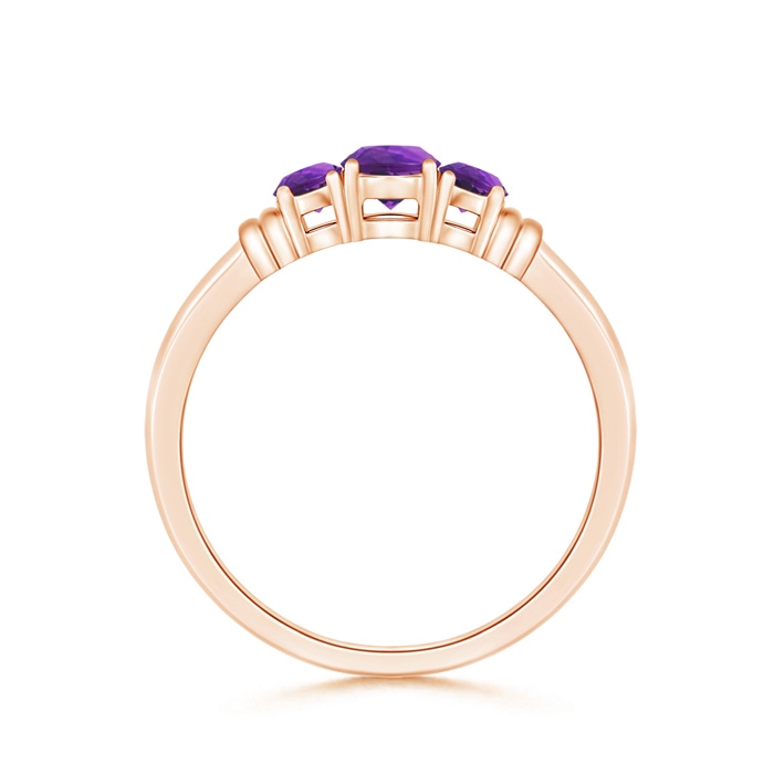 4mm AAAA Vintage Style Three Stone Amethyst Wedding Band in Rose Gold side-1
