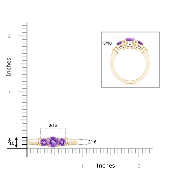 5mm A Vintage Style Three Stone Amethyst Wedding Band in 9K Yellow Gold product image