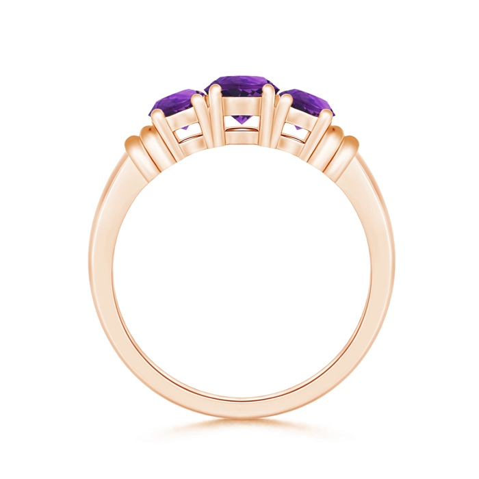5mm AAAA Vintage Style Three Stone Amethyst Wedding Band in Rose Gold Side-1