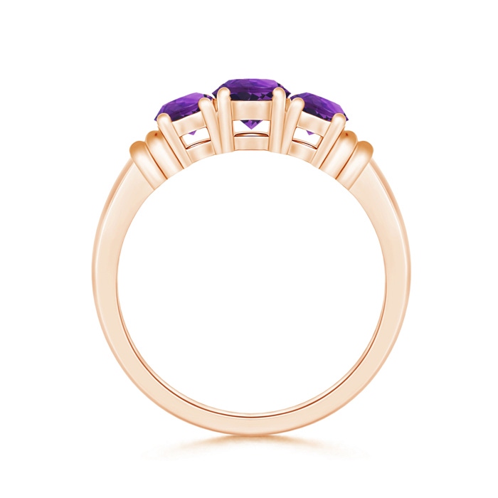 5mm AAAA Vintage Style Three Stone Amethyst Wedding Band in Rose Gold side-1