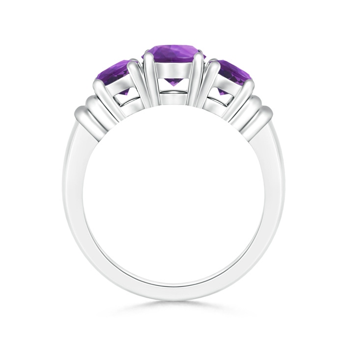 6mm AAA Vintage Style Three Stone Amethyst Wedding Band in White Gold side-1