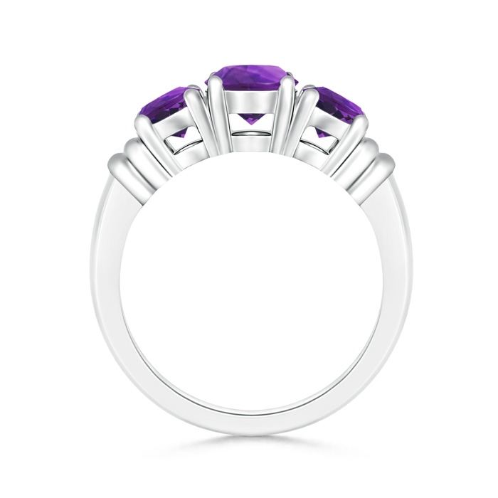 6mm AAAA Vintage Style Three Stone Amethyst Wedding Band in White Gold side-1
