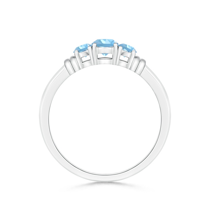 4mm AAAA Vintage Style Three Stone Aquamarine Wedding Band in White Gold product image