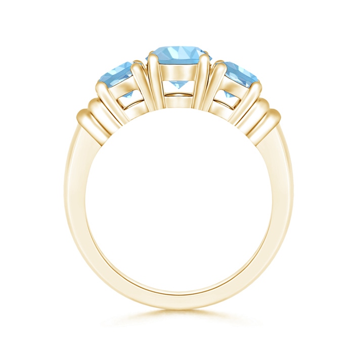 6mm AAAA Vintage Style Three Stone Aquamarine Wedding Band in 9K Yellow Gold product image