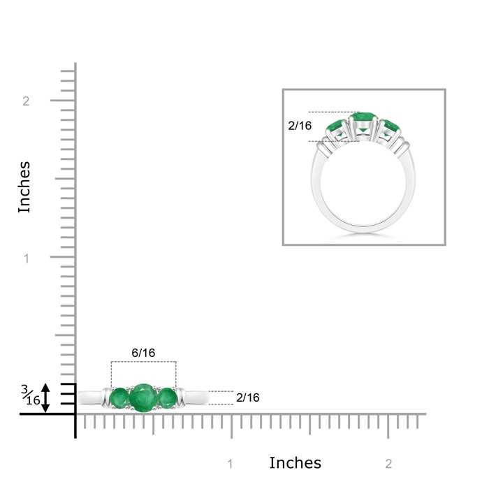 4mm A Vintage Style Three Stone Emerald Wedding Band in P950 Platinum product image