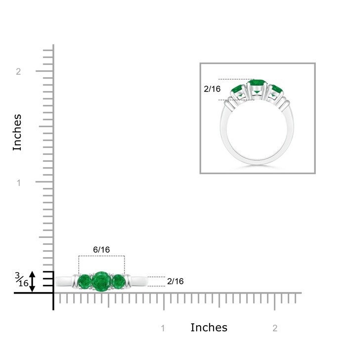 4mm AA Vintage Style Three Stone Emerald Wedding Band in P950 Platinum product image