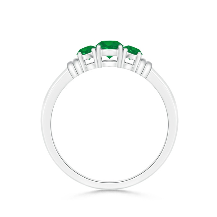 4mm AA Vintage Style Three Stone Emerald Wedding Band in White Gold product image