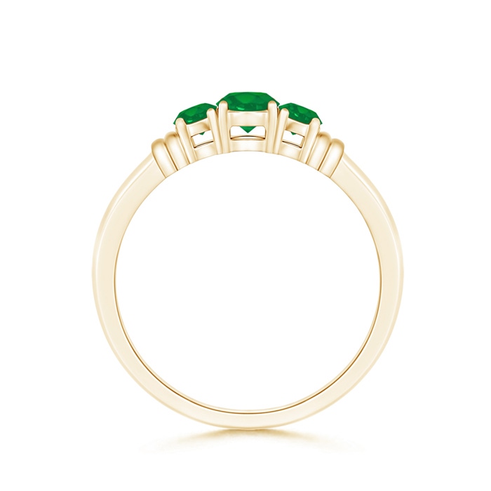 4mm AA Vintage Style Three Stone Emerald Wedding Band in Yellow Gold product image