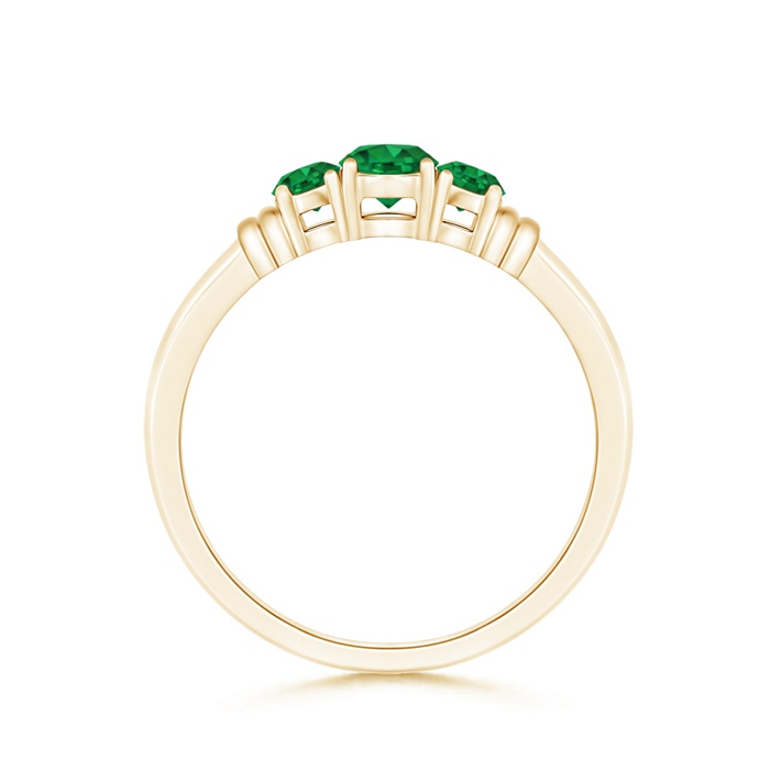 4mm AAA Vintage Style Three Stone Emerald Wedding Band in Yellow Gold Product Image