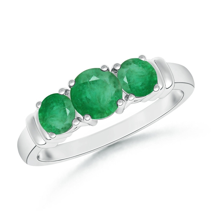 5mm A Vintage Style Three Stone Emerald Wedding Band in P950 Platinum 