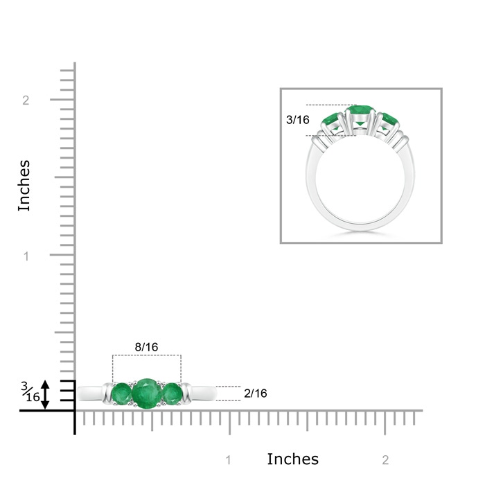 5mm A Vintage Style Three Stone Emerald Wedding Band in P950 Platinum product image