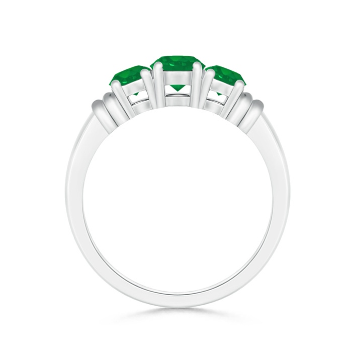 5mm AA Vintage Style Three Stone Emerald Wedding Band in P950 Platinum product image