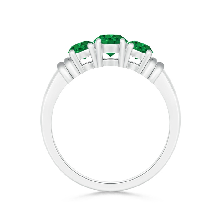 5mm AAA Vintage Style Three Stone Emerald Wedding Band in P950 Platinum product image