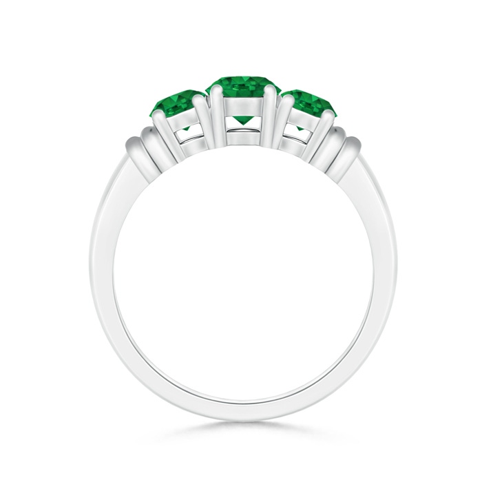 5mm AAA Vintage Style Three Stone Emerald Wedding Band in White Gold Product Image