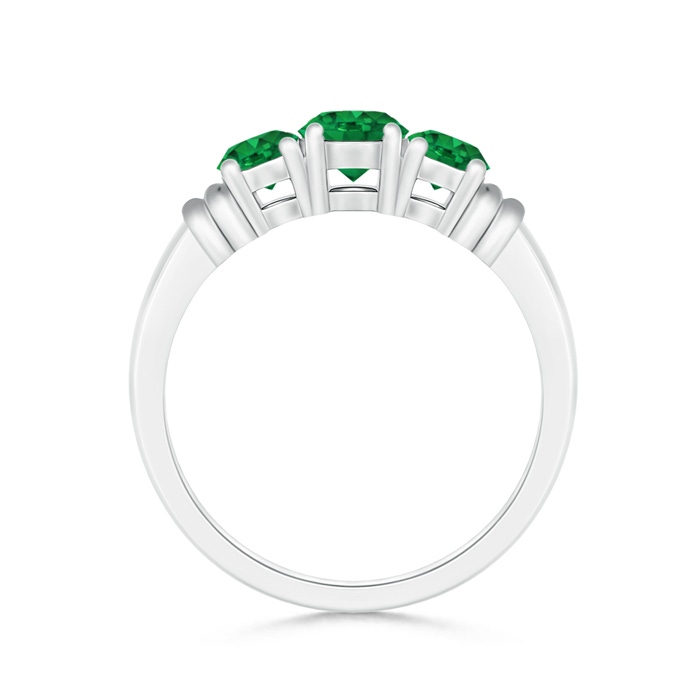 5mm AAA Vintage Style Three Stone Emerald Wedding Band in White Gold product image