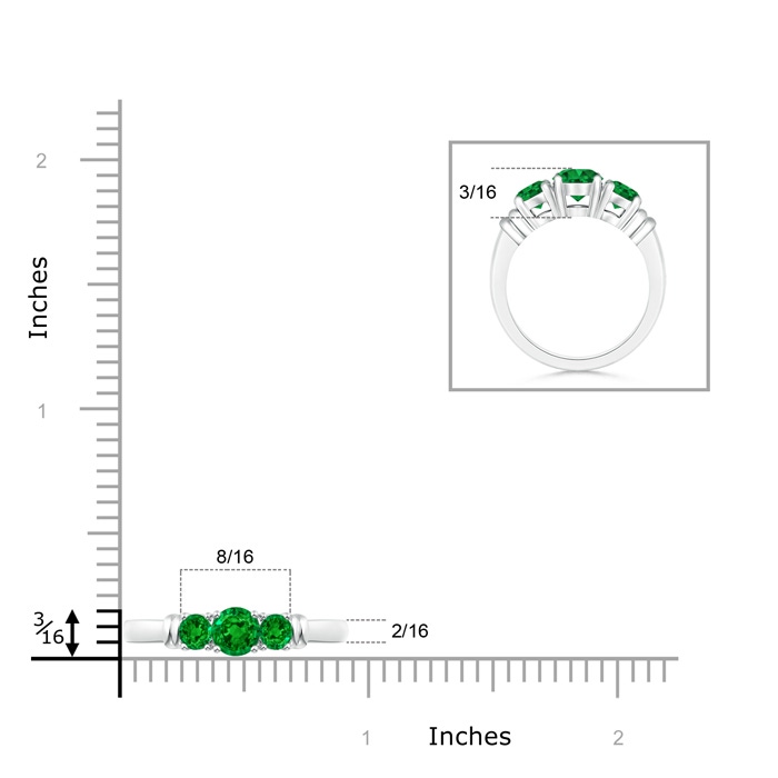 5mm AAAA Vintage Style Three Stone Emerald Wedding Band in P950 Platinum product image