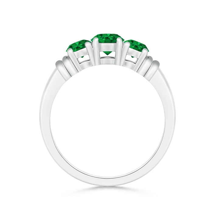 5mm AAAA Vintage Style Three Stone Emerald Wedding Band in White Gold product image