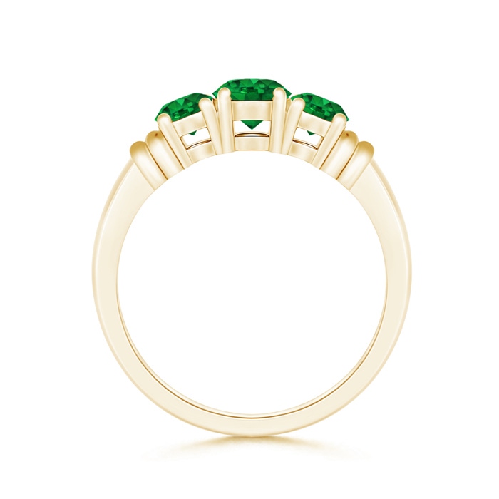 5mm AAAA Vintage Style Three Stone Emerald Wedding Band in Yellow Gold product image