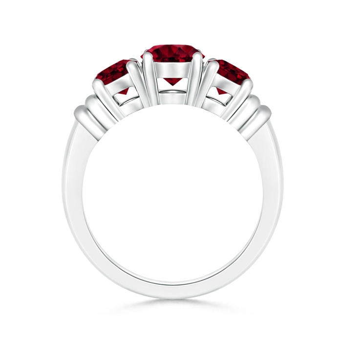 6mm AAA Vintage Style Three Stone Garnet Wedding Band in White Gold product image