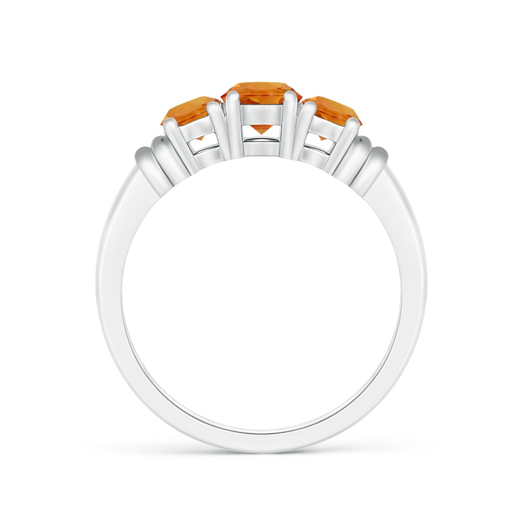 5mm AAA Vintage Style Three Stone Orange Sapphire Wedding Band in White Gold Side 1