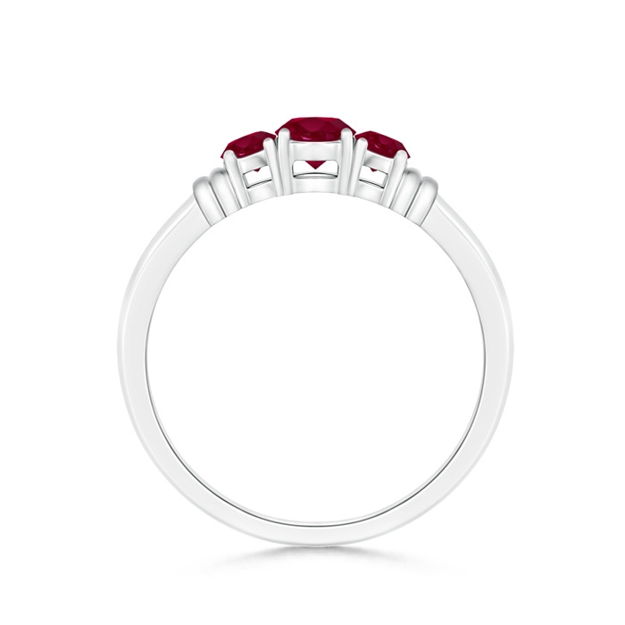 4mm A Vintage Style Three Stone Ruby Wedding Band in White Gold product image