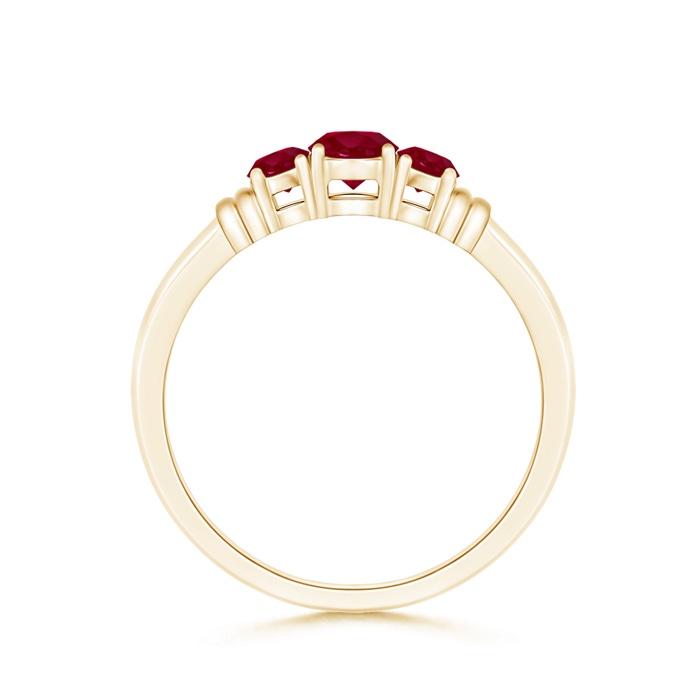 4mm AA Vintage Style Three Stone Ruby Wedding Band in Yellow Gold product image