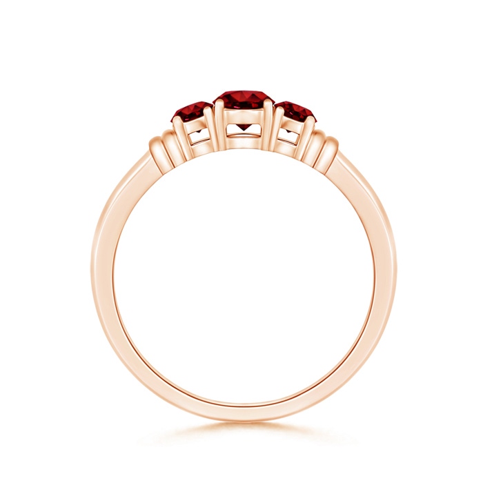 4mm AAAA Vintage Style Three Stone Ruby Wedding Band in Rose Gold product image