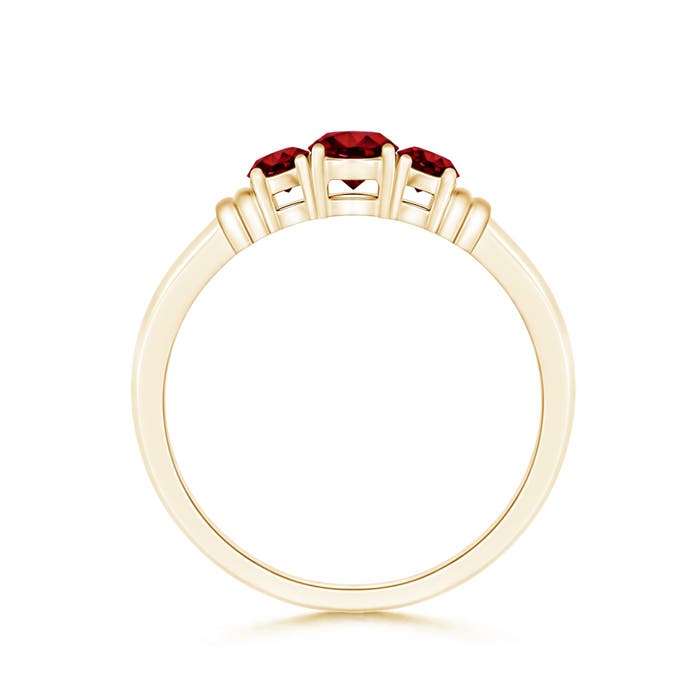 4mm AAAA Vintage Style Three Stone Ruby Wedding Band in Yellow Gold