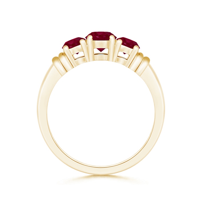 5mm A Vintage Style Three Stone Ruby Wedding Band in Yellow Gold product image