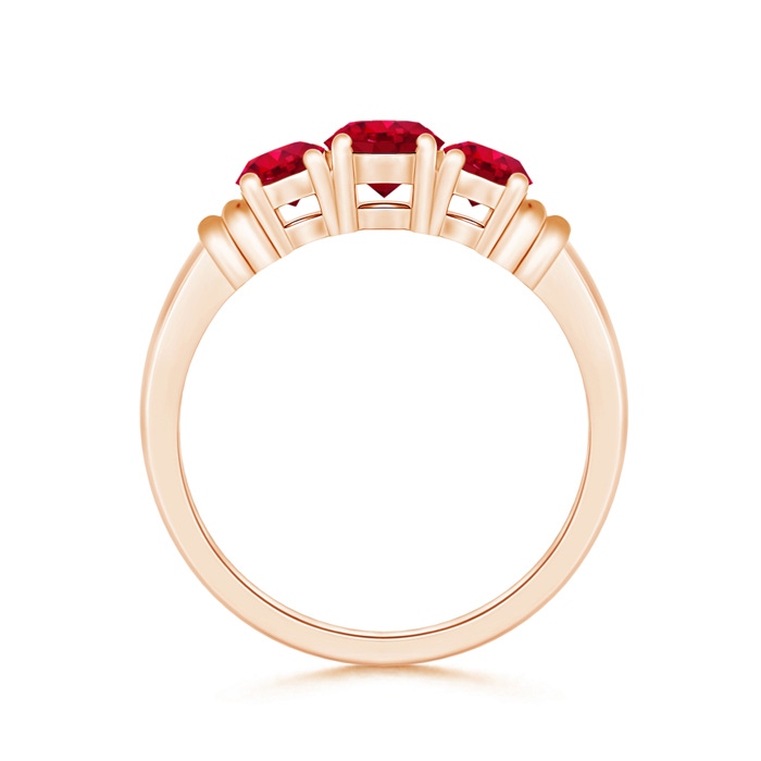 5mm AAA Vintage Style Three Stone Ruby Wedding Band in Rose Gold product image