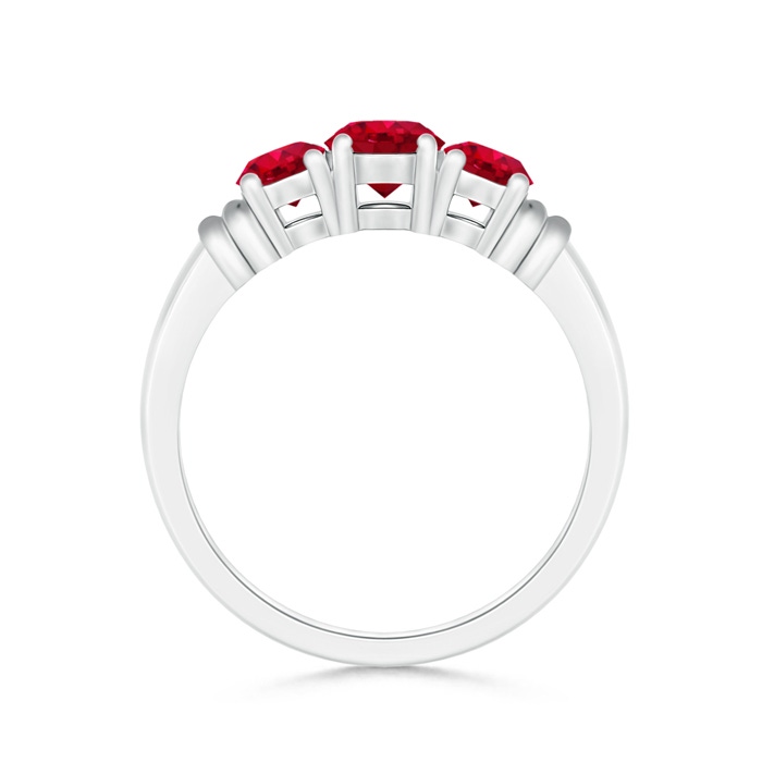 5mm AAA Vintage Style Three Stone Ruby Wedding Band in White Gold product image
