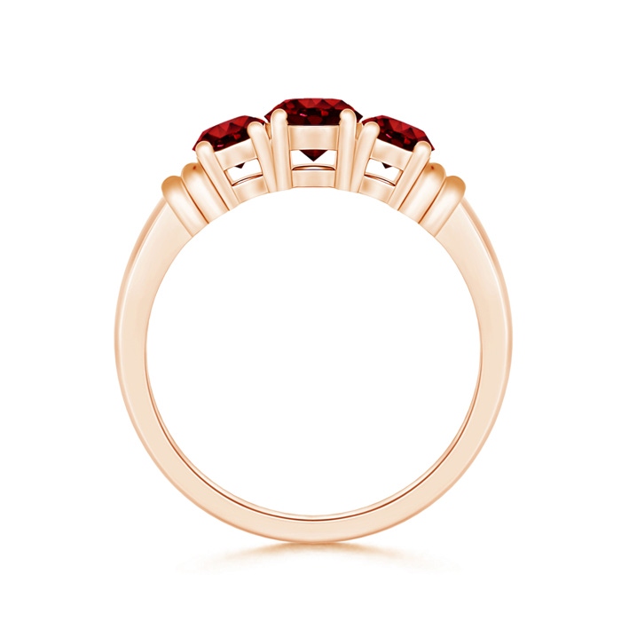 5mm AAAA Vintage Style Three Stone Ruby Wedding Band in Rose Gold product image