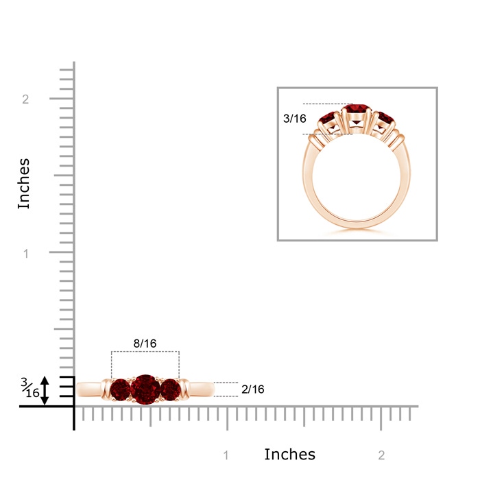 5mm AAAA Vintage Style Three Stone Ruby Wedding Band in Rose Gold product image
