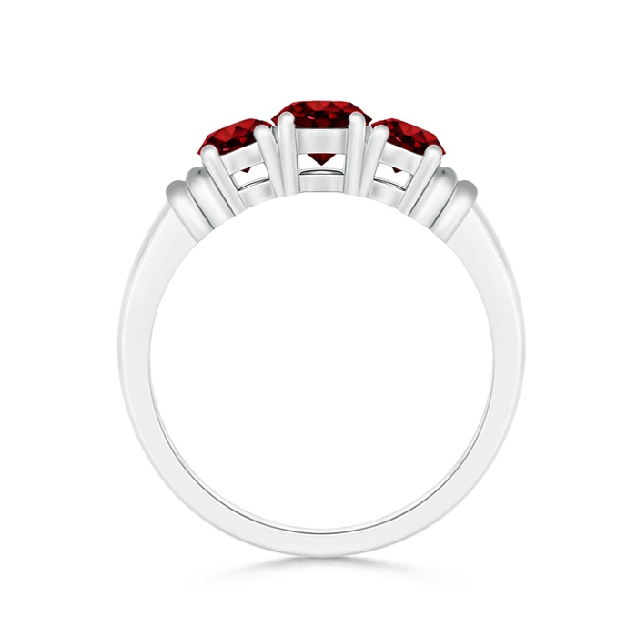 5mm AAAA Vintage Style Three Stone Ruby Wedding Band in White Gold product image