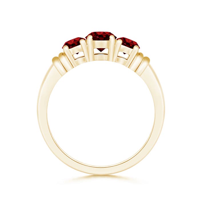 5mm AAAA Vintage Style Three Stone Ruby Wedding Band in Yellow Gold