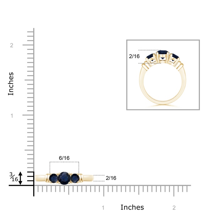 4mm A Vintage Style Three Stone Sapphire Wedding Band in Yellow Gold product image