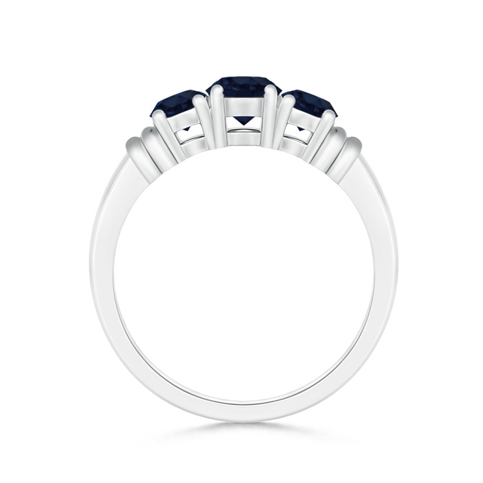 5mm A Vintage Style Three Stone Sapphire Wedding Band in White Gold product image