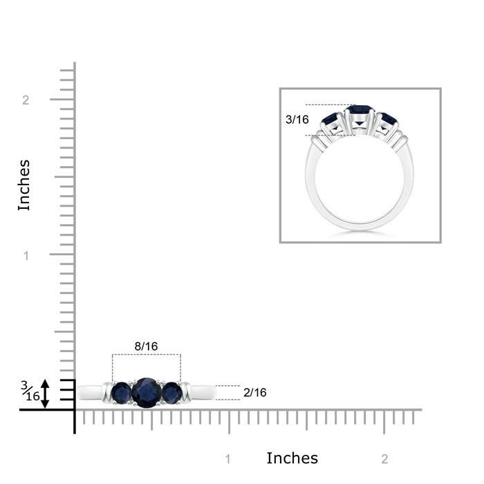 5mm A Vintage Style Three Stone Sapphire Wedding Band in White Gold product image