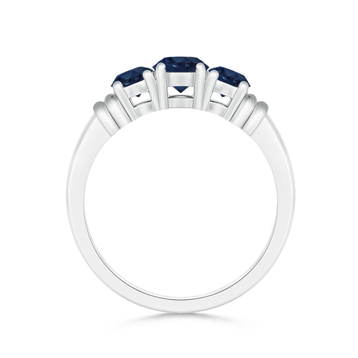 5mm AA Vintage Style Three Stone Sapphire Wedding Band in White Gold product image