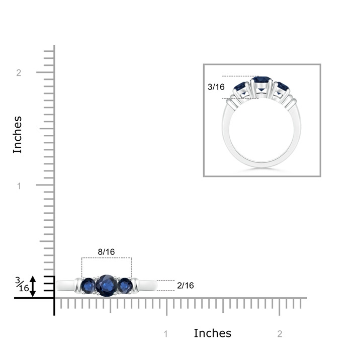 5mm AA Vintage Style Three Stone Sapphire Wedding Band in White Gold product image