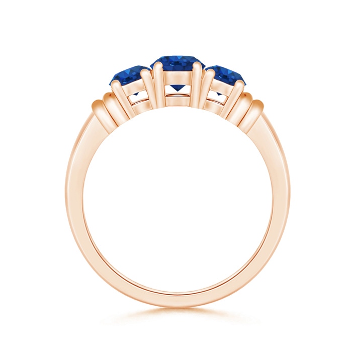 5mm AAA Vintage Style Three Stone Sapphire Wedding Band in Rose Gold product image