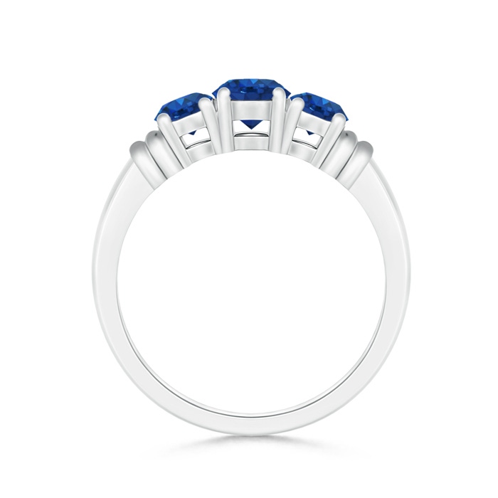 5mm AAA Vintage Style Three Stone Sapphire Wedding Band in White Gold product image
