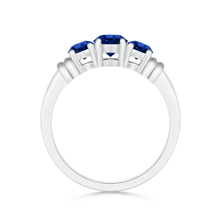 5mm AAAA Vintage Style Three Stone Sapphire Wedding Band in P950 Platinum product image