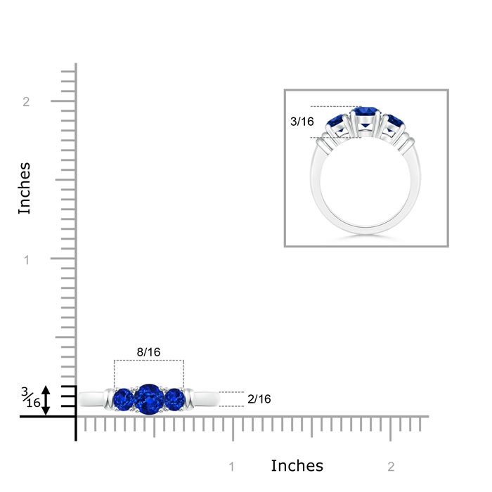 5mm AAAA Vintage Style Three Stone Sapphire Wedding Band in P950 Platinum product image