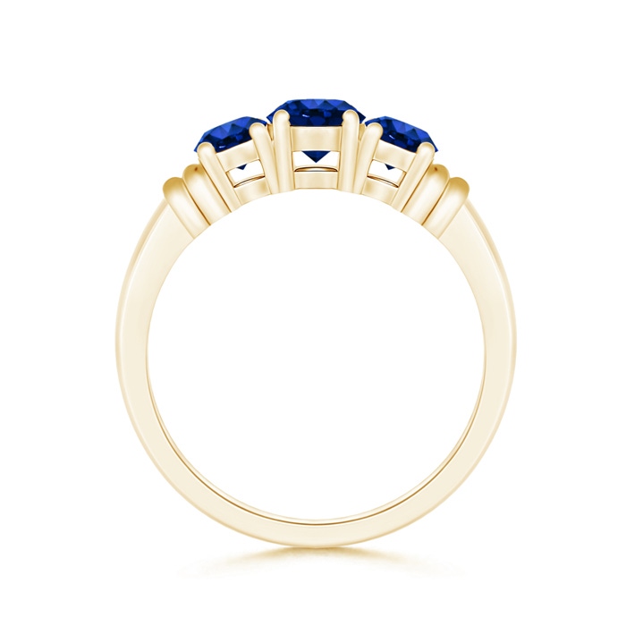 5mm AAAA Vintage Style Three Stone Sapphire Wedding Band in Yellow Gold product image