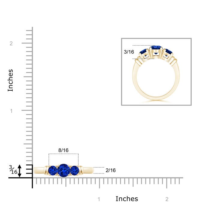 5mm AAAA Vintage Style Three Stone Sapphire Wedding Band in Yellow Gold product image