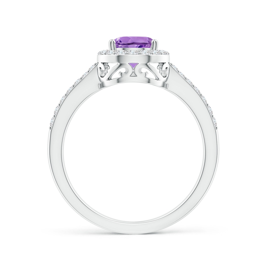 8x6mm A Prong-Set Pear Amethyst Ring with Diamond Halo in 18K White Gold side 199