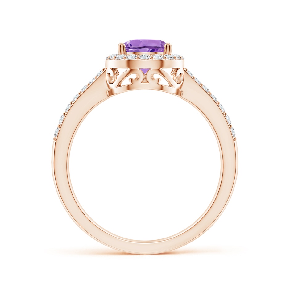 8x6mm A Prong-Set Pear Amethyst Ring with Diamond Halo in 9K Rose Gold side 199